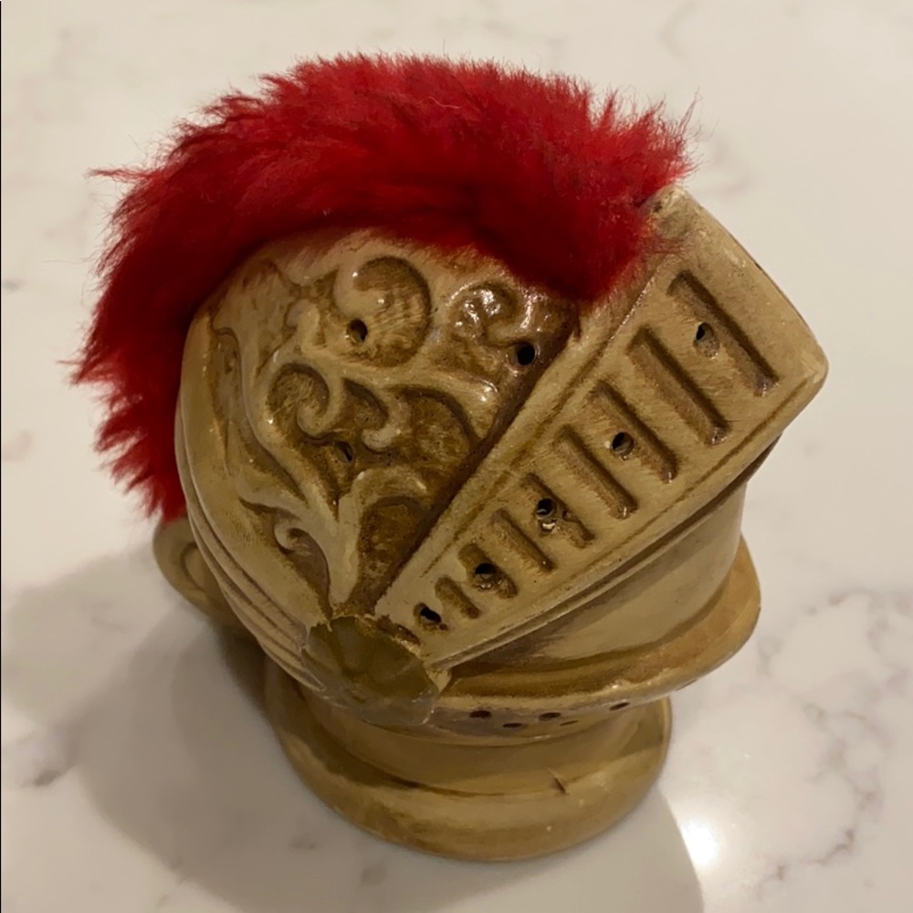 Ceramic Roman Helmet Galea w/red crest Vintage